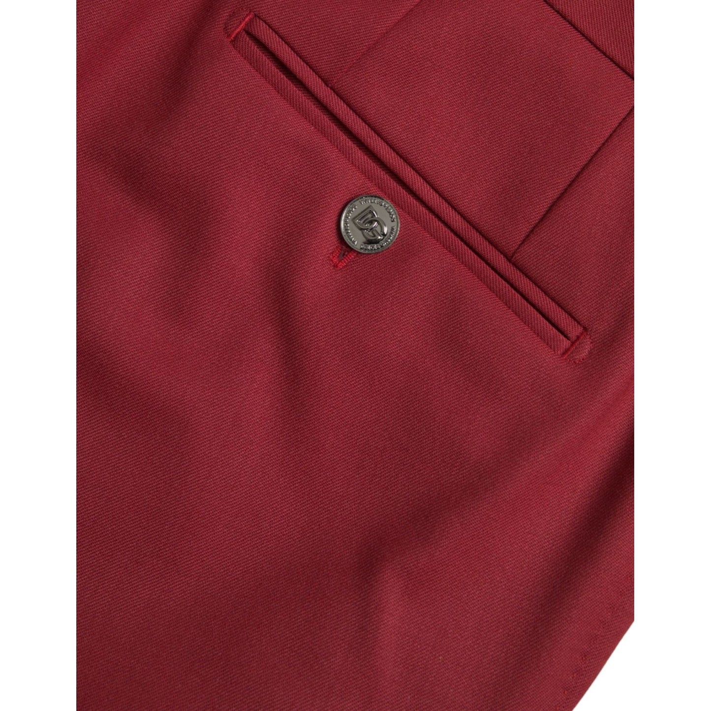 Dolce & Gabbana Red Wool Men Slim Fit Dress Pants Dolce & Gabbana Brown