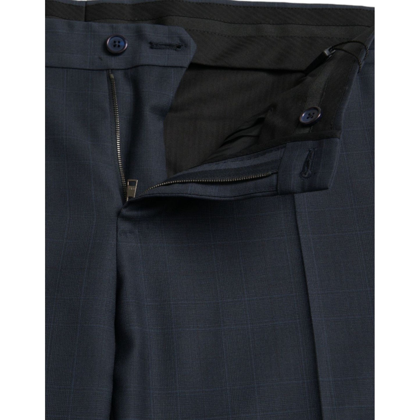 Dolce & Gabbana Blue Wool Men Skinny Dress Pants Dolce & Gabbana Dark Slate Gray