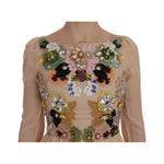 Dolce & Gabbana Pink Silk Floral Crystal Maxi Gown Dress SIG50865-1