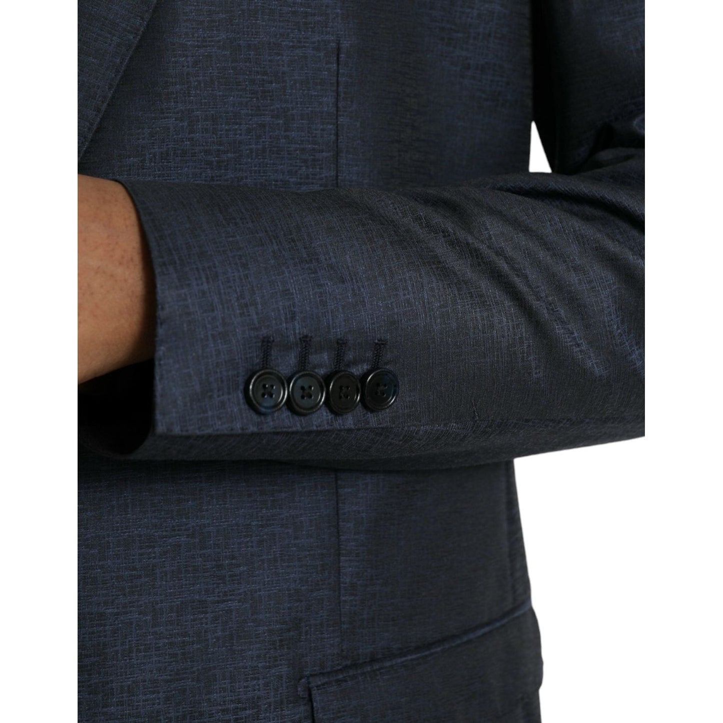 Dolce & Gabbana Blue Wool GOLD Single Breasted Coat Blazer Dolce & Gabbana Dark Slate Gray