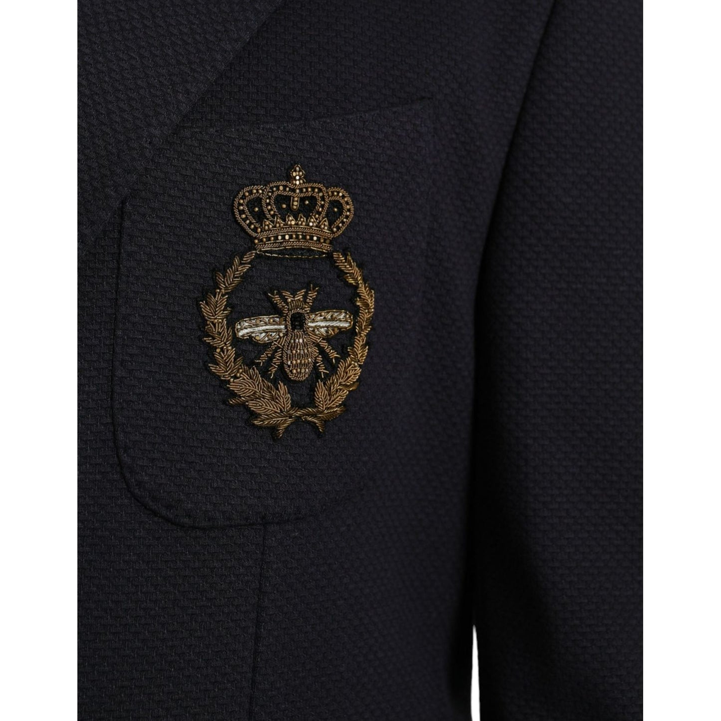 Dolce & Gabbana Dark Blue Crown Bee Double Breasted Blazer Dolce & Gabbana Black