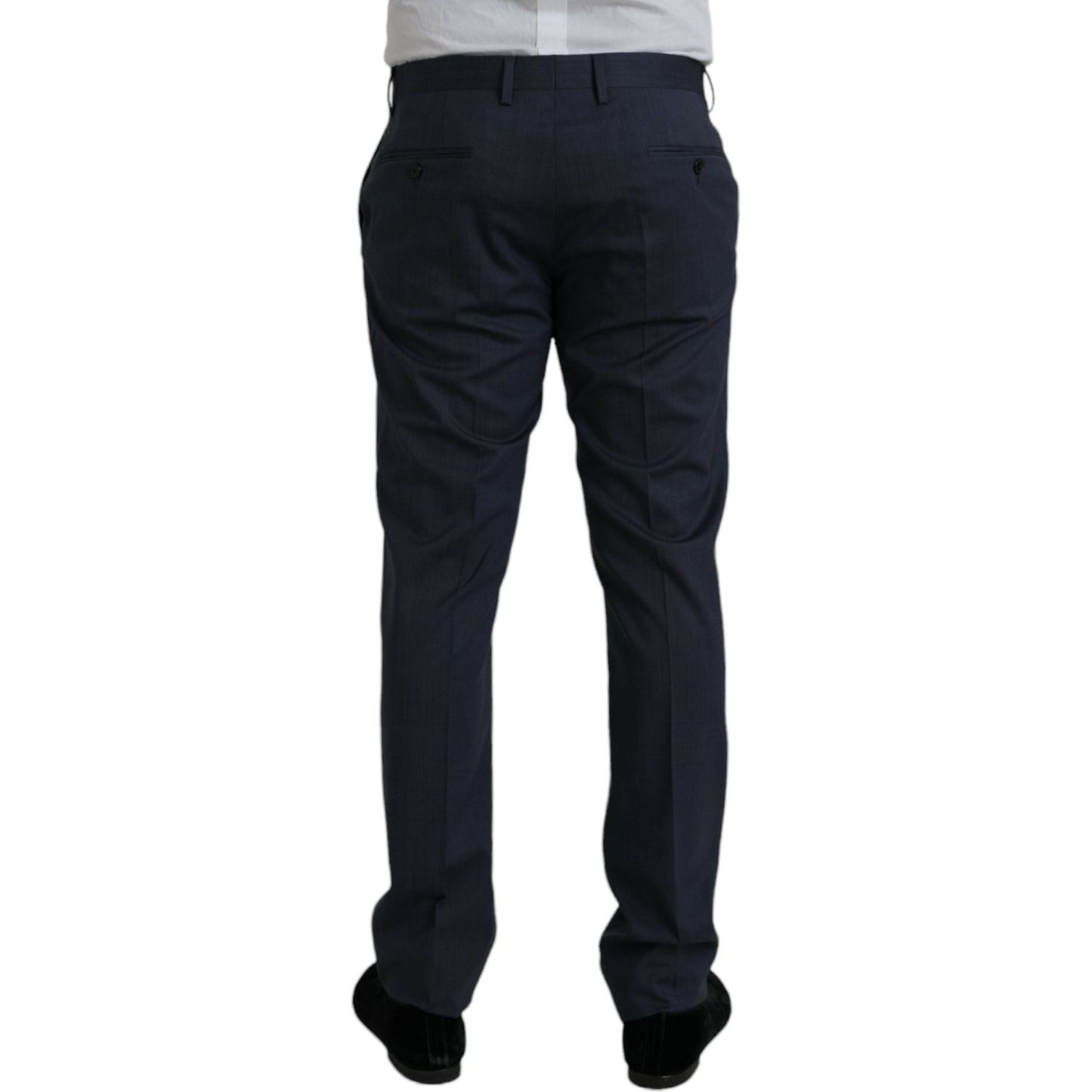 Dolce & Gabbana Blue Wool Slim Fit Dress Formal Pants Dolce & Gabbana Black