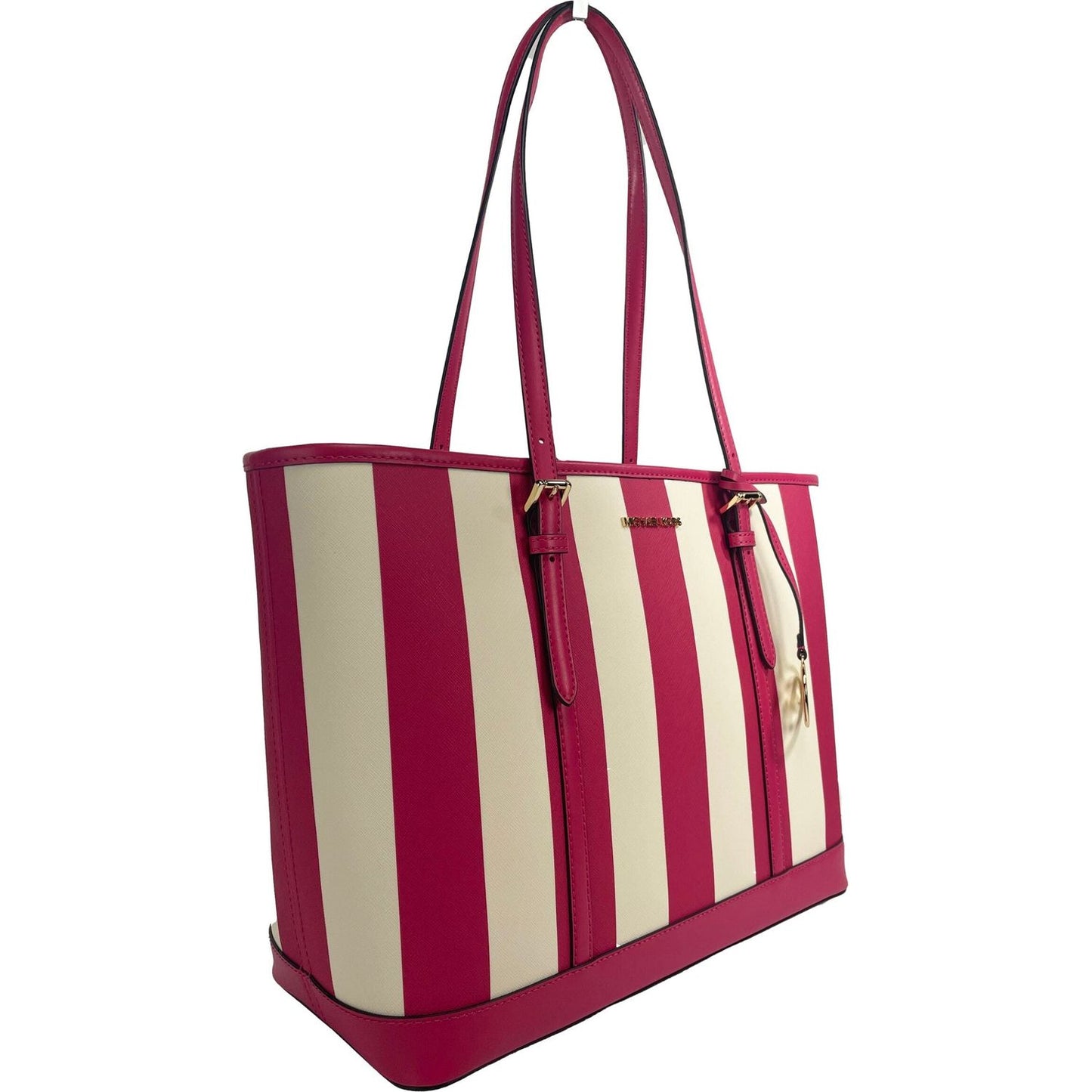 Michael Kors Jet Set Travel Large TZ Shoulder PVC Tote Bag Purse Pink Michael Kors Gray
