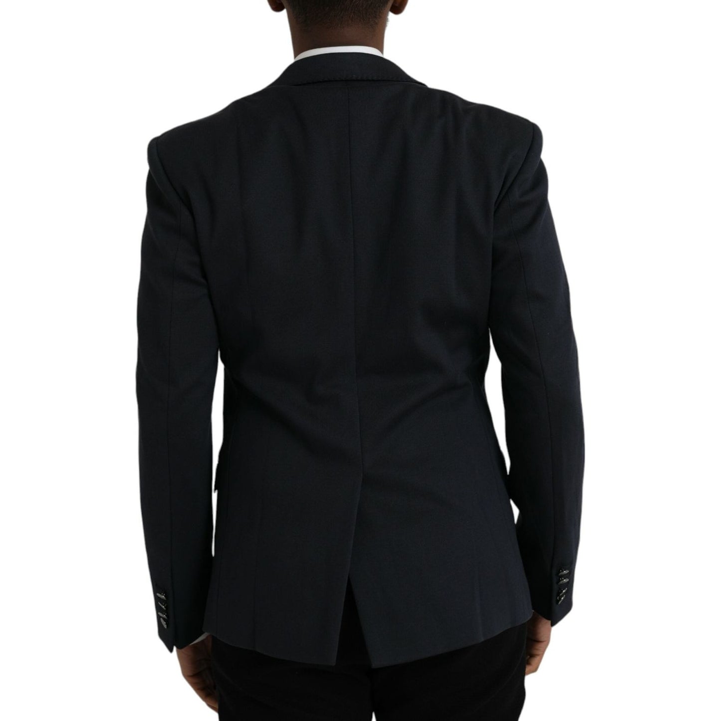 Dolce & Gabbana Dark Blue Cotton Single Breasted Coat Blazer Dolce & Gabbana Black