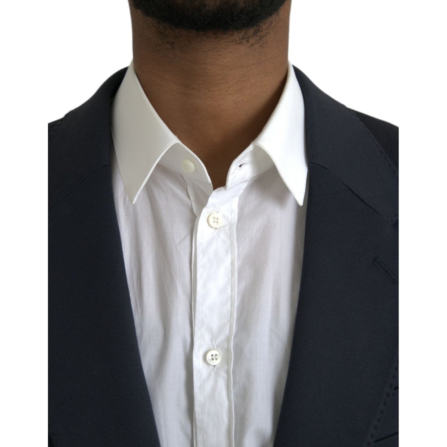 Dolce & Gabbana Dark Blue Cotton Single Breasted Coat Blazer Dolce & Gabbana Gray