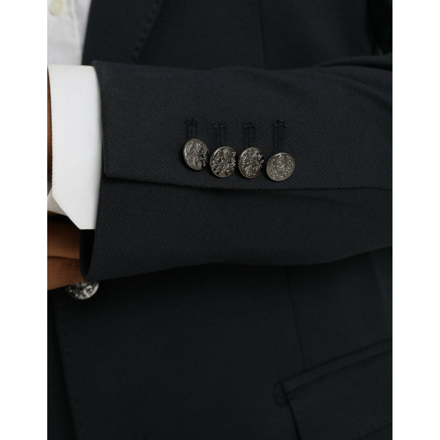 Dolce & Gabbana Dark Blue Cotton Single Breasted Coat Blazer Dolce & Gabbana Black