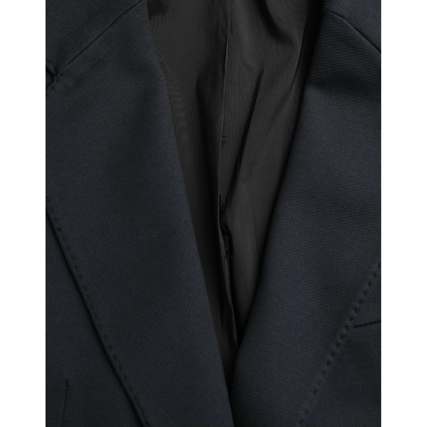Dolce & Gabbana Dark Blue Cotton Single Breasted Coat Blazer Dolce & Gabbana Black