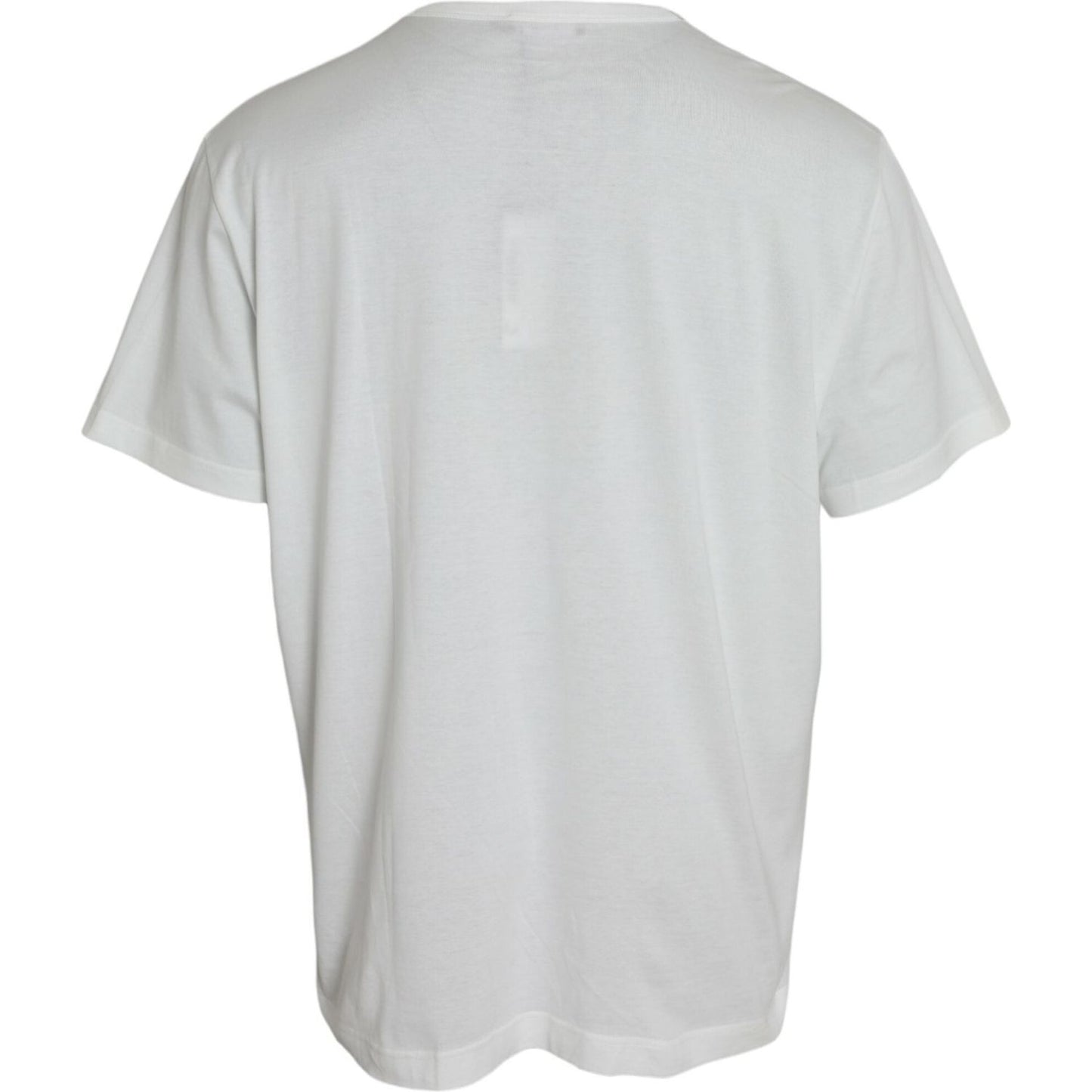 Dolce & Gabbana White Logo Embossed Cotton Crewneck T-shirt Dolce & Gabbana Light Gray