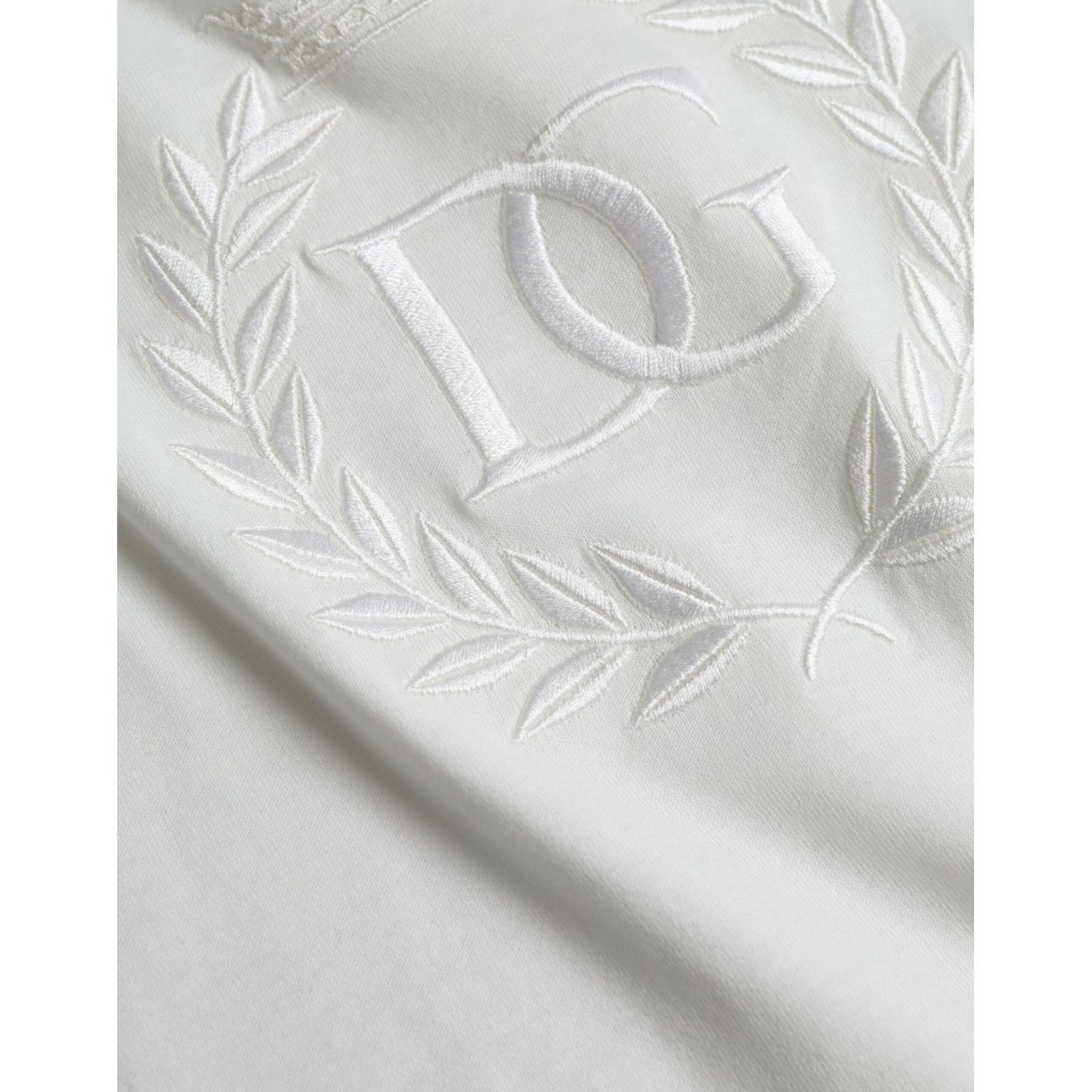 Dolce & Gabbana White Logo Embossed Cotton Crewneck T-shirt Dolce & Gabbana Light Gray