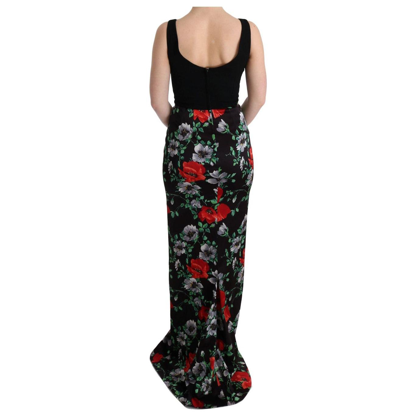 Dolce & Gabbana Multicolor Floral Print Stretch Sheath Long Dress SIG60623-1