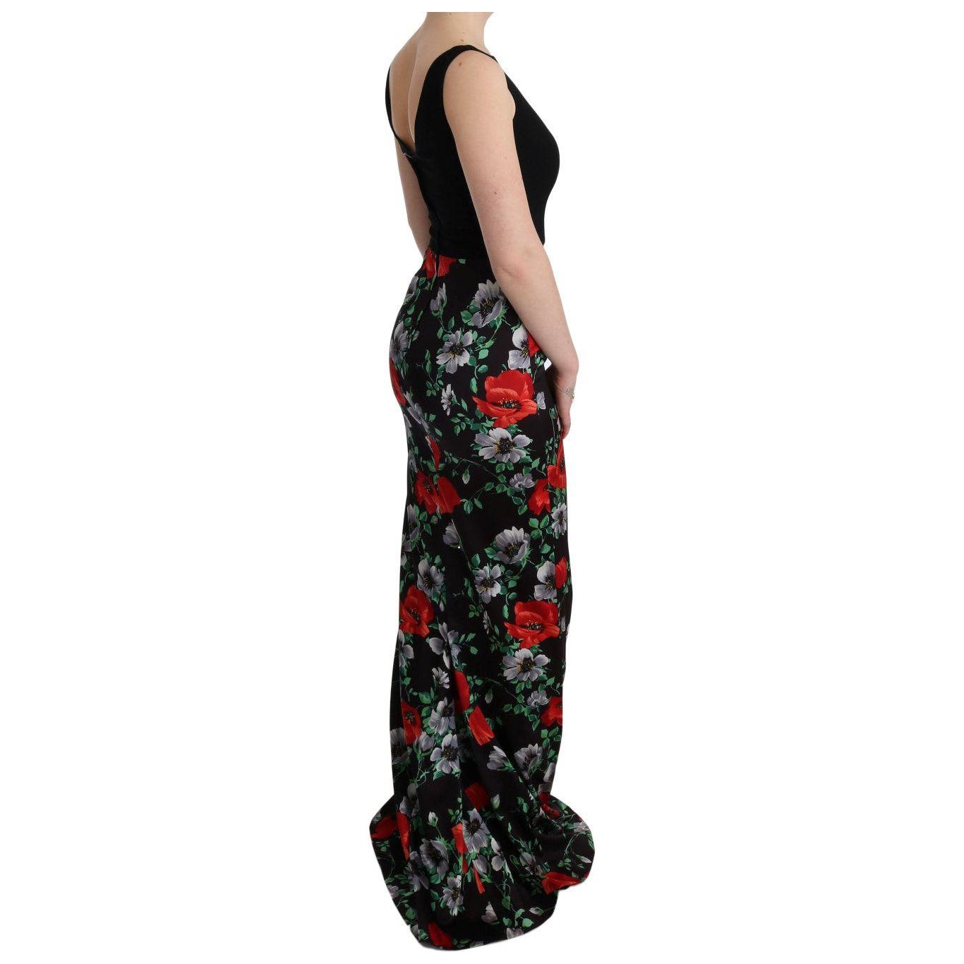 Dolce & Gabbana Multicolor Floral Print Stretch Sheath Long Dress SIG60623-1