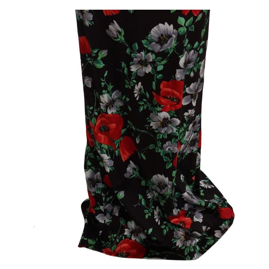 Dolce & Gabbana Multicolor Floral Print Stretch Sheath Long Dress SIG60623-1
