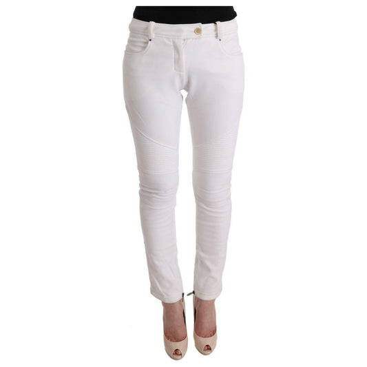 Ermanno Scervino White Cotton Slim Fit Casual Pants
