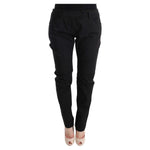 Ermanno Scervino Black Cotton Slim Fit Casual Pants SIG30313-1
