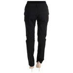 Ermanno Scervino Black Cotton Slim Fit Casual Pants SIG30313-1