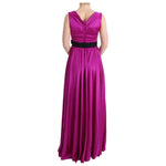 Dolce & Gabbana Pink Silk Stretch Shift Long Dress SIG60653-1