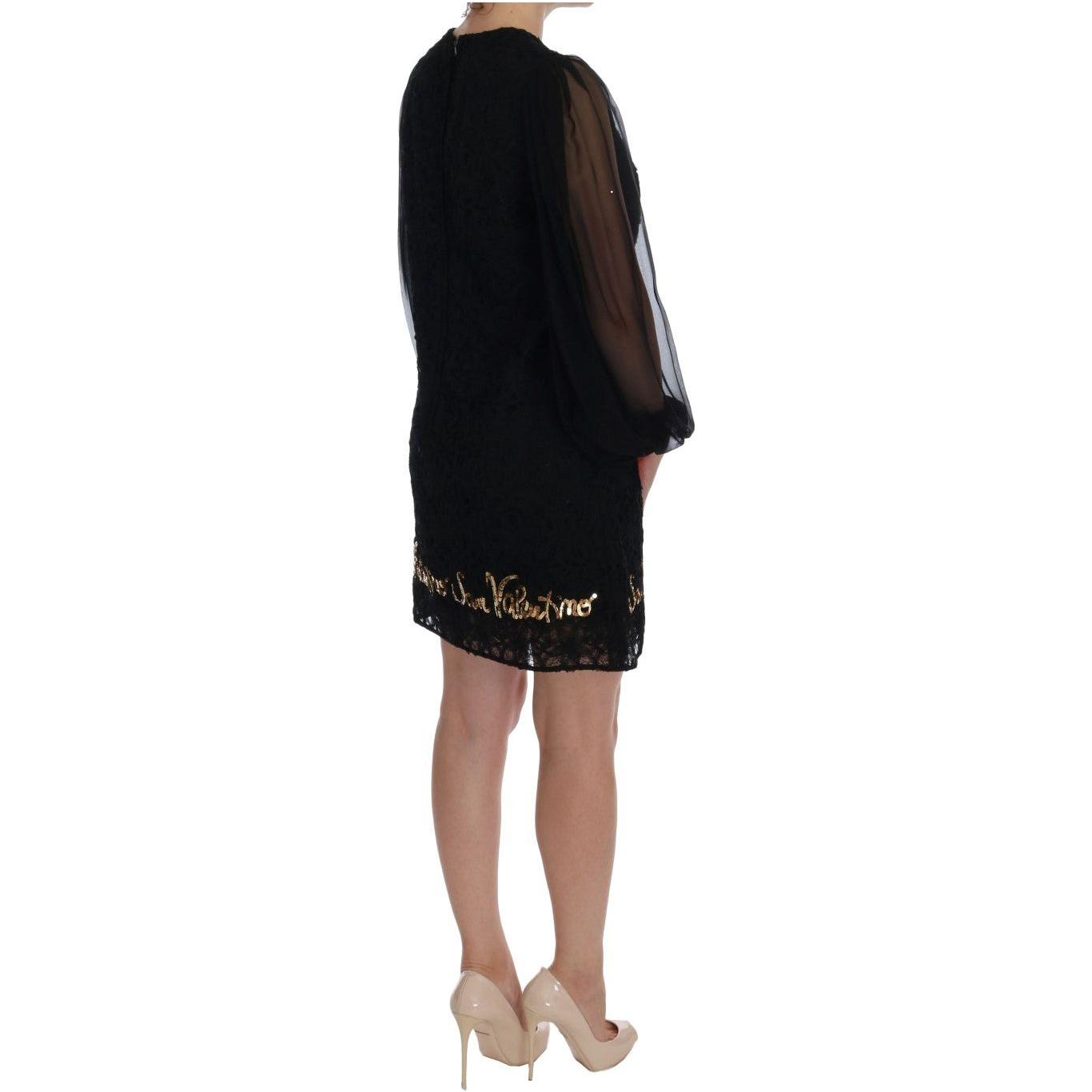 Dolce & Gabbana Black San Valentino Sequined Shift Dress DR1019-5