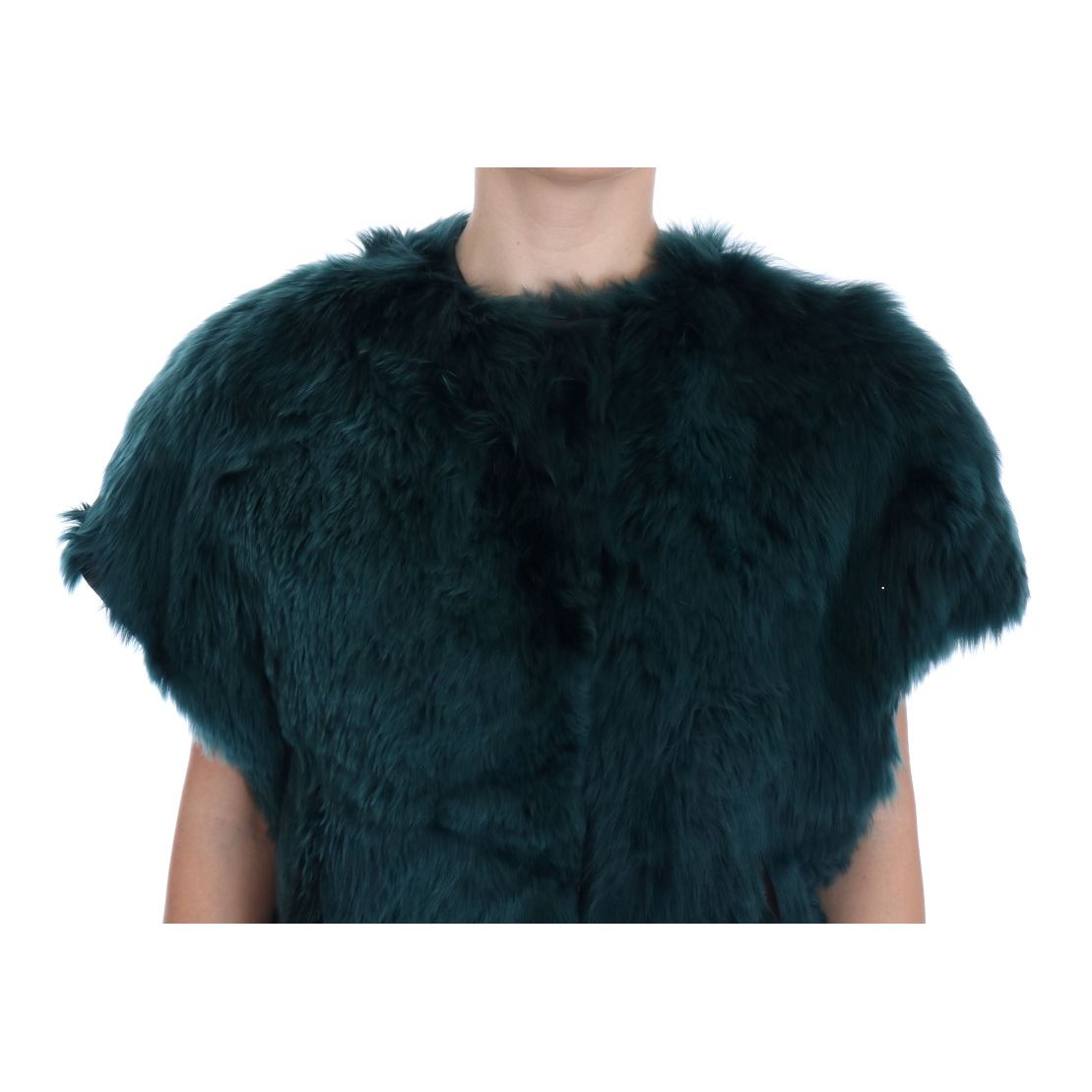 Dolce & Gabbana Green Alpaca Fur Vest Sleeveless Jacket