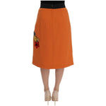 Dolce & Gabbana Orange Wool Crystal Sequin Appliques Skirt SKI1009-3