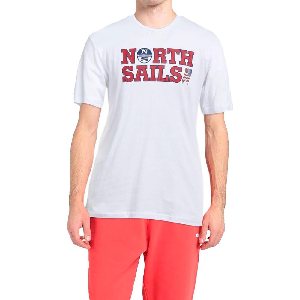 North Sails Elegant White Cotton Logo Tee North Sails Tomato