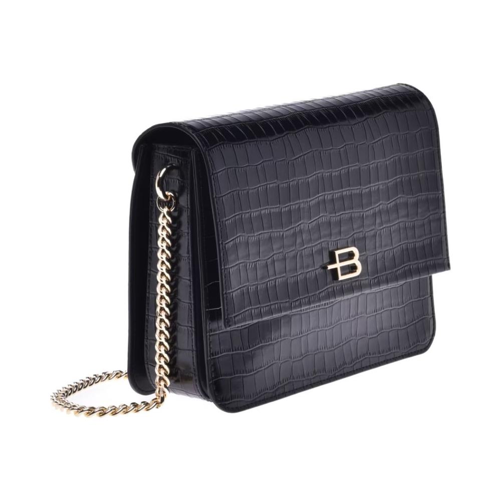 Baldinini Trend Black Calfskin Women Crossbody Bag Baldinini Trend Dark Slate Gray