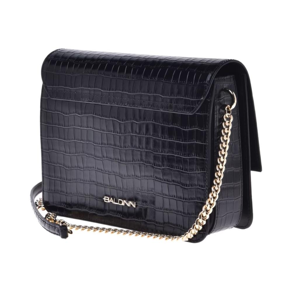 Baldinini Trend Black Calfskin Women Crossbody Bag Baldinini Trend Dark Slate Gray