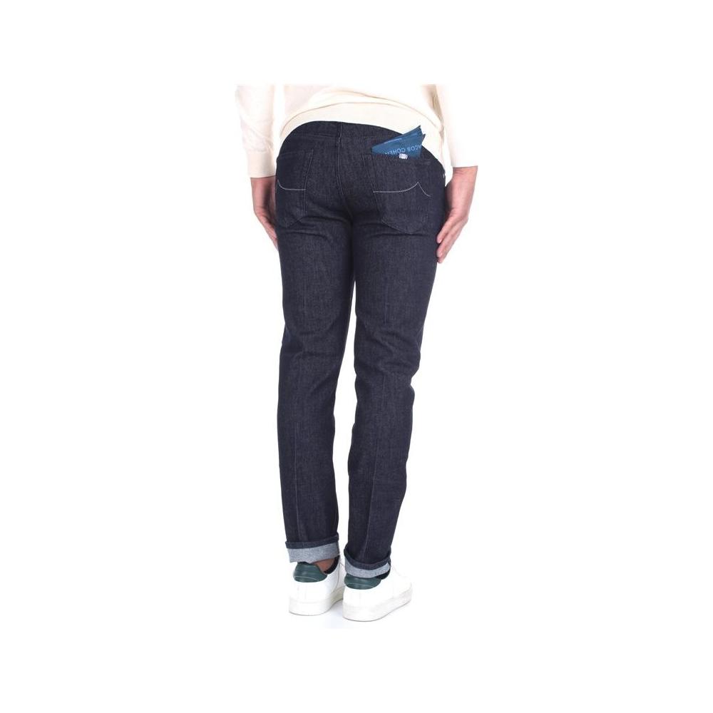 Jacob Cohen Sleek Slim Fit Designer Jeans with Leather Detail