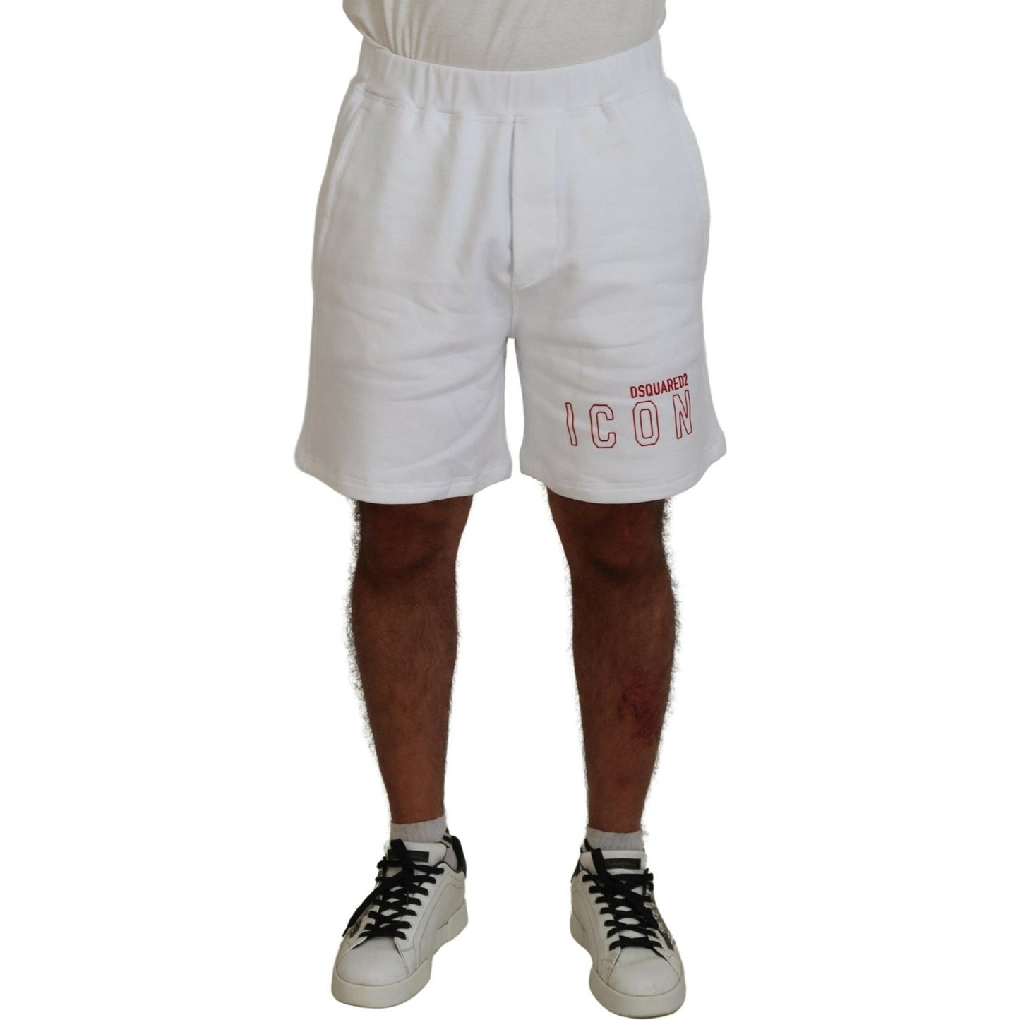 Dsquared² White Printed Pull On Men Casual Bermuda Shorts Dsquared² Gray