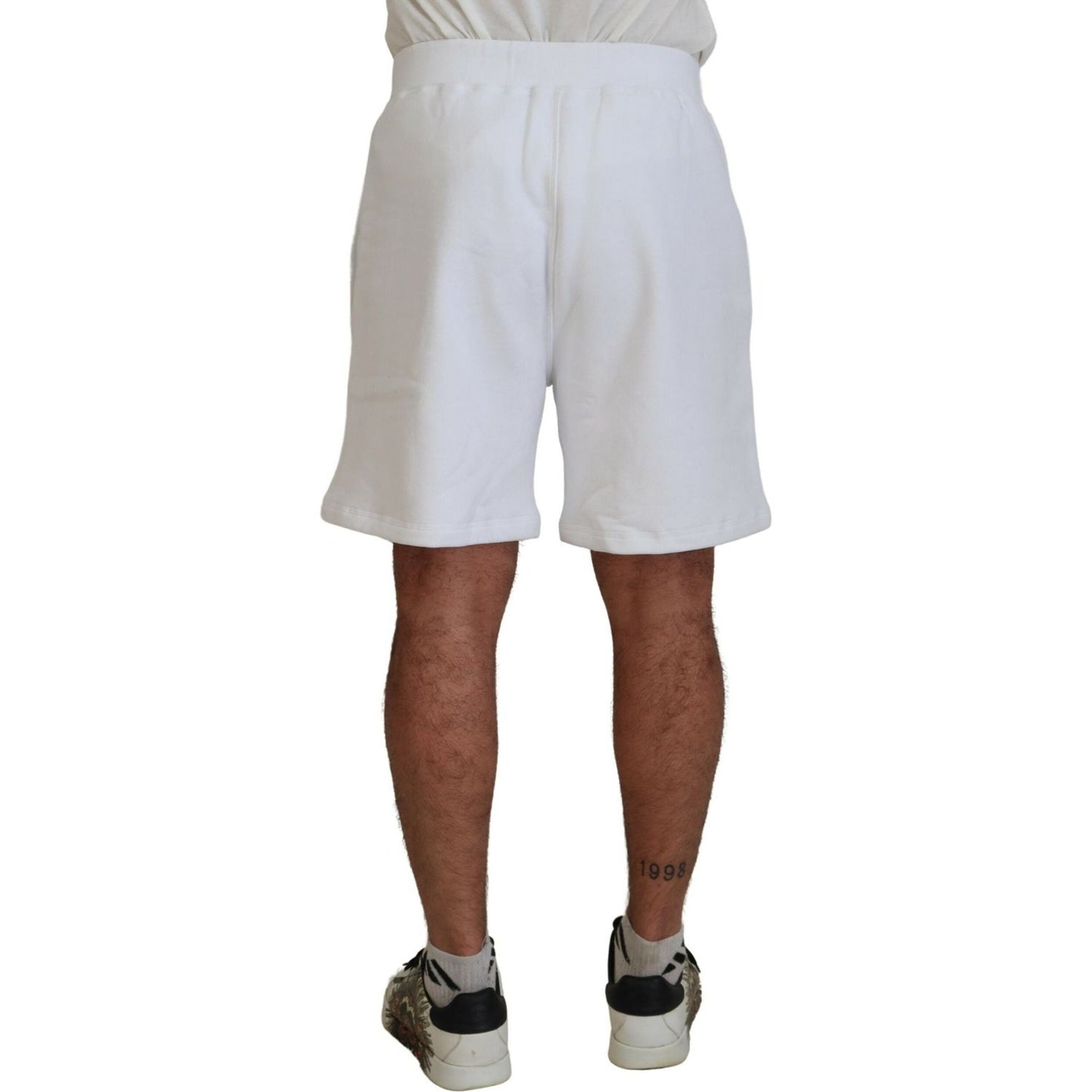 Dsquared² White Printed Pull On Men Casual Bermuda Shorts Dsquared² Gray