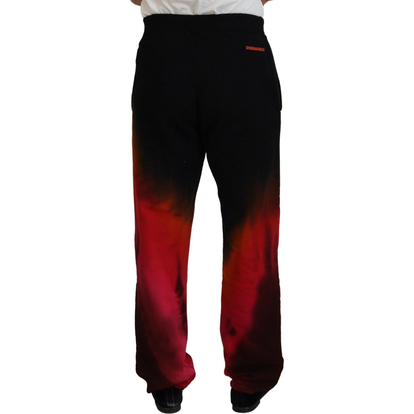 Dsquared² Black Red Cotton Logo Print Casual Pants Dsquared² Rosy Brown
