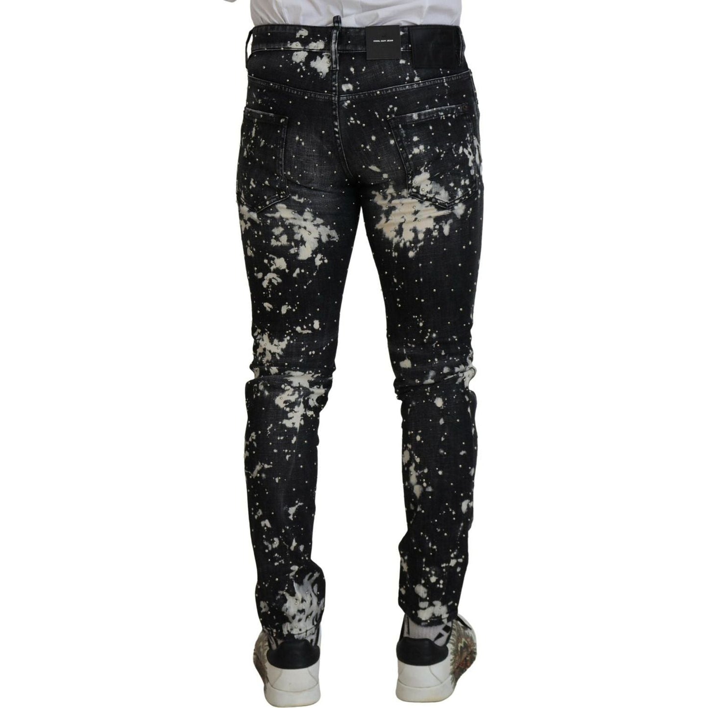 Dsquared² Black Washed White Color Splash Casual Denim Jeans Dsquared² Black