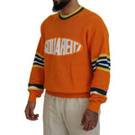 Dsquared² Orange Printed Long Sleeves Men Pullover Sweater Dsquared² Sienna