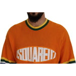 Dsquared² Orange Printed Long Sleeves Men Pullover Sweater Dsquared² Sienna