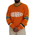 Dsquared² Orange Printed Long Sleeves Men Pullover Sweater Dsquared² Sienna