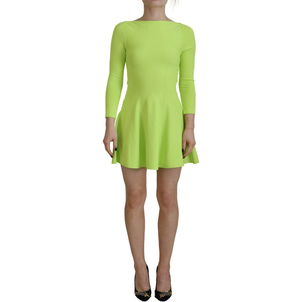 Dsquared² Green Viscose Long Sleeve A-line Sheath Mini Dress DR28826-38