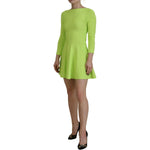 Dsquared² Green Viscose Long Sleeve A-line Sheath Mini Dress DR28826-38