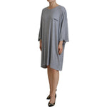 Dsquared² Gray Crystal Embellished Cotton Long Sleeves Dress DR28833-38