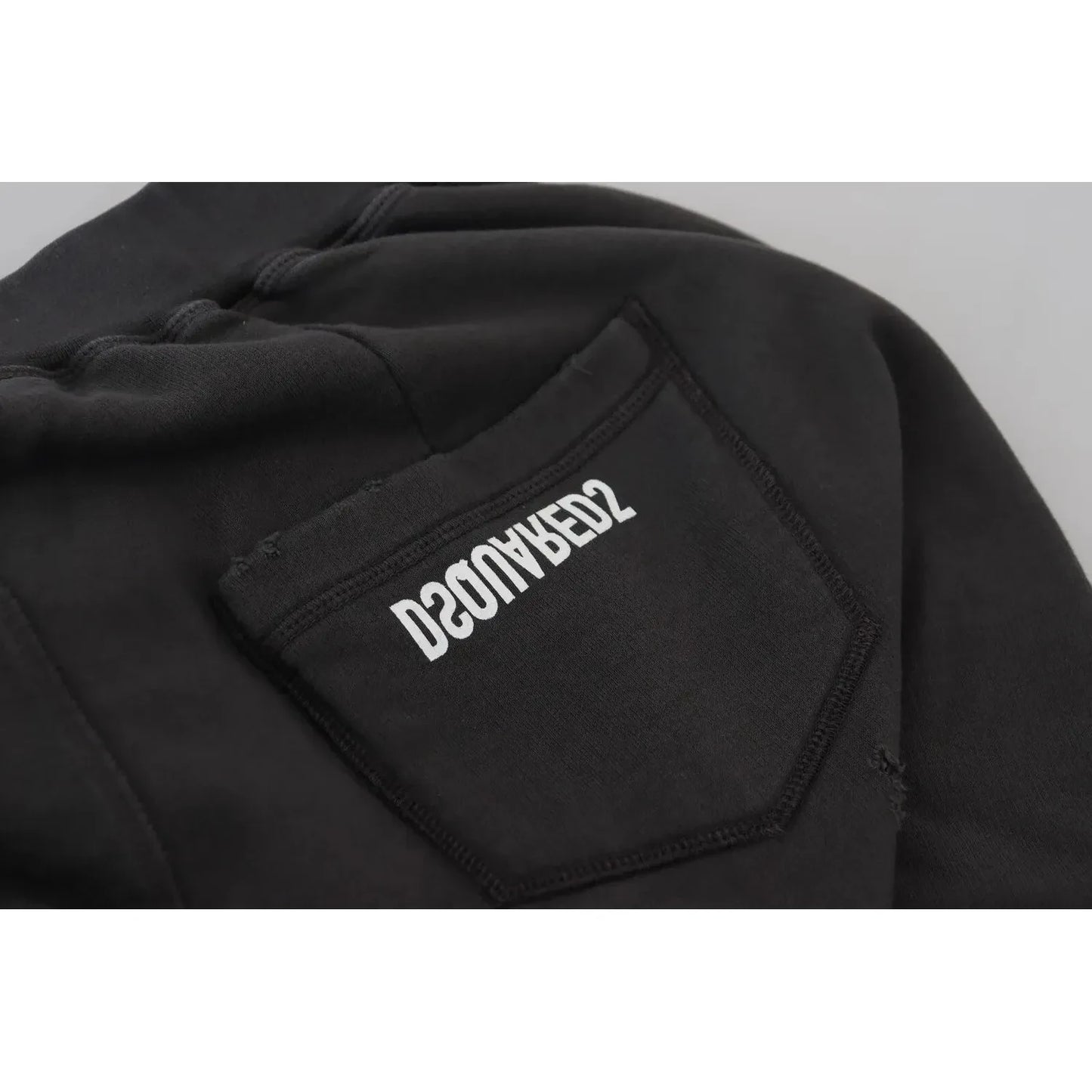 Dsquared² Black Cotton Mid Waist Tattered Tapered Shorts Dsquared² Dark Slate Gray