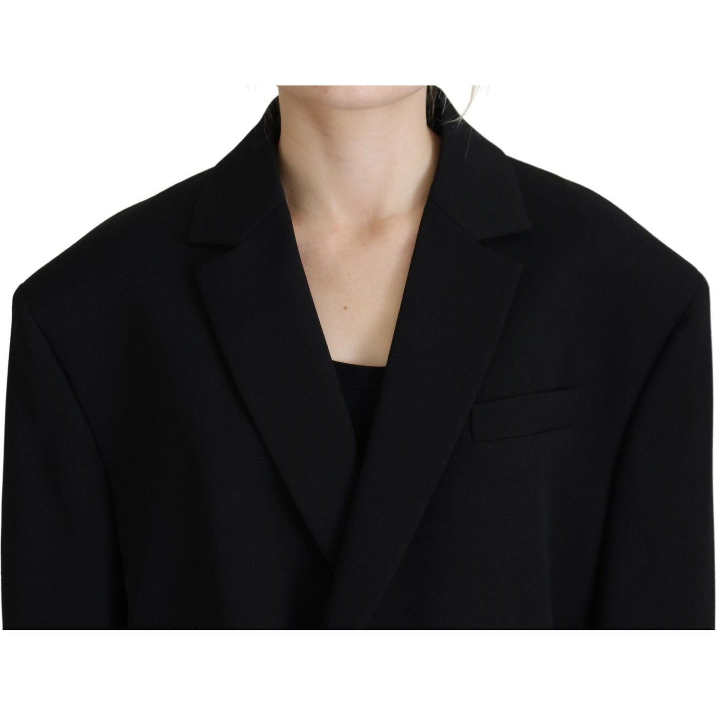 Dsquared² Black Double Breasted Coat Blazer Jacket Dsquared² Black