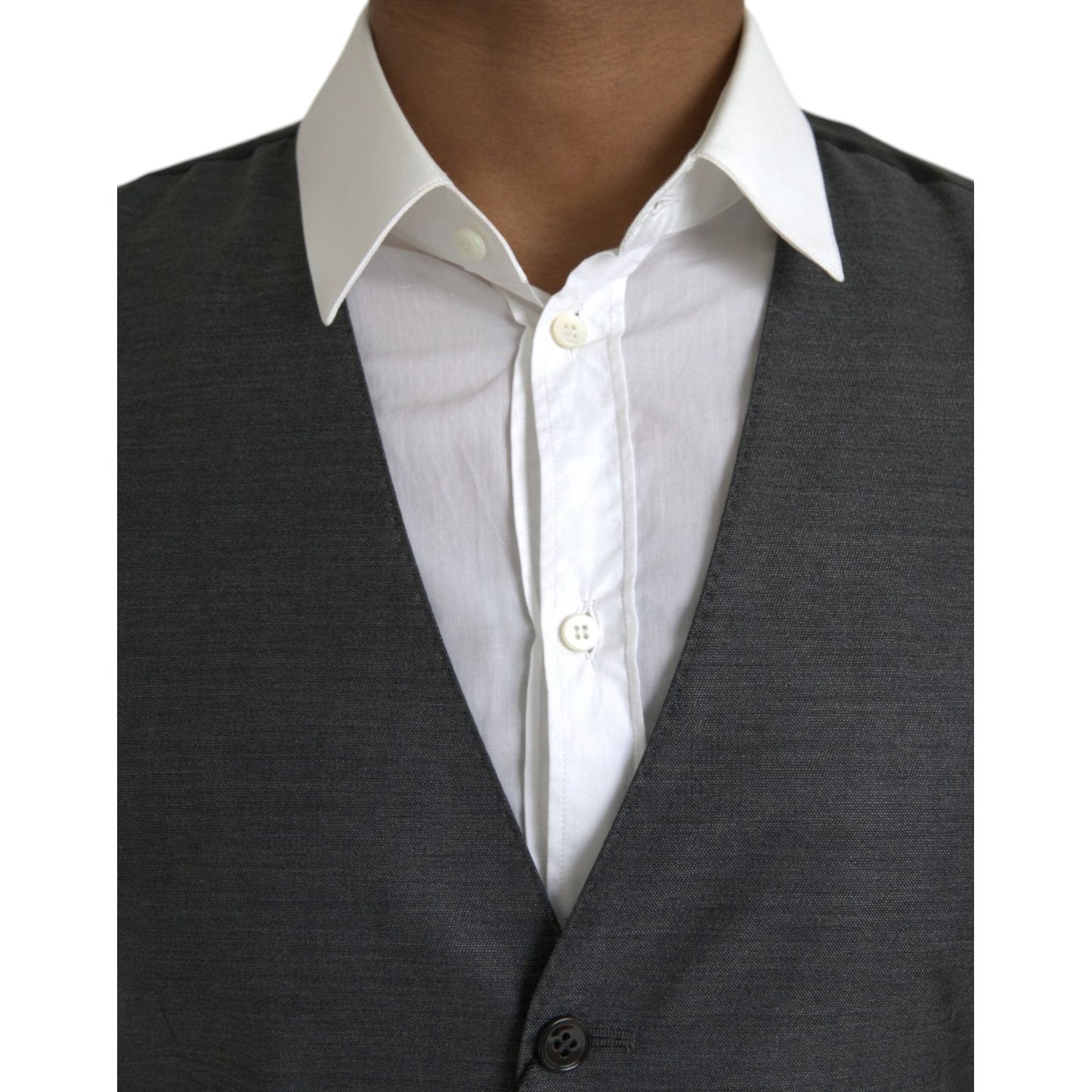 Dolce & Gabbana Gray Wool Formal Dress Waistcoat Vest Dolce & Gabbana Dark Slate Gray