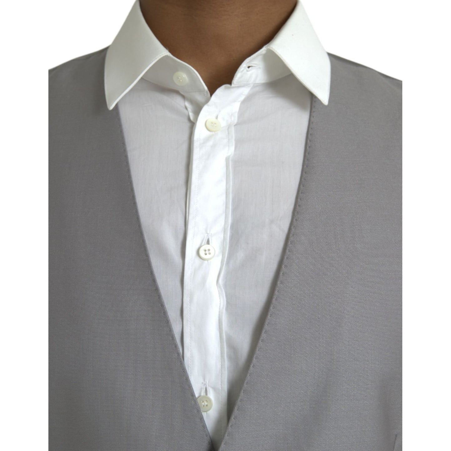 Dolce & Gabbana Light Gray Wool Formal Dress Waistcoat Vest Dolce & Gabbana Slate Gray