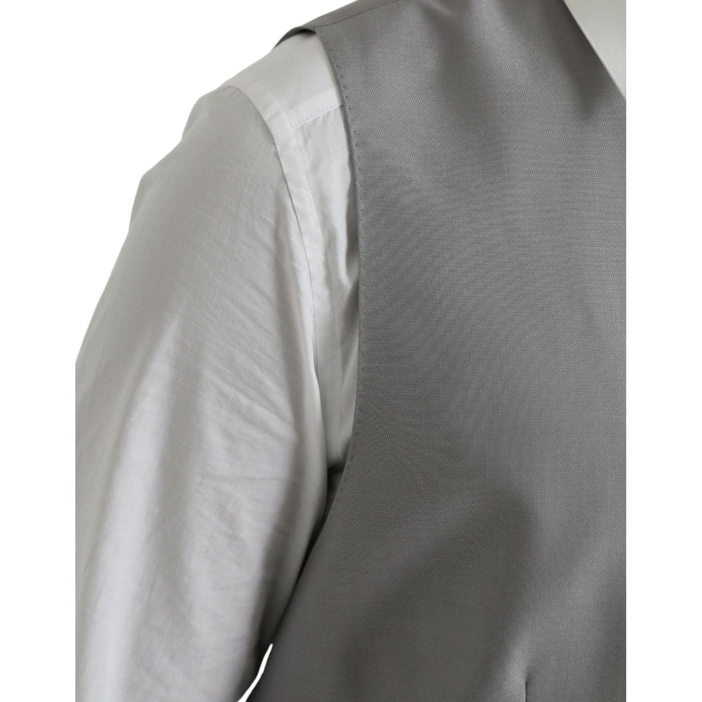 Dolce & Gabbana Light Gray Wool Formal Dress Waistcoat Vest Dolce & Gabbana Slate Gray