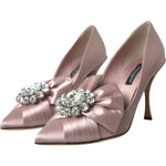Dolce & Gabbana Pink Satin Crystal High Heels Pumps Shoes LA10746-36