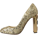 Dolce & Gabbana Gold Sequin Crystal Heels Pumps Shoes LA10867-40