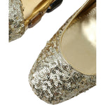 Dolce & Gabbana Gold Sequin Crystal Heels Pumps Shoes LA10867-40