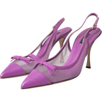 Dolce & Gabbana Purple Leather Mesh High Heels Slingback Shoes LA10808-39