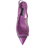Dolce & Gabbana Purple Leather Mesh High Heels Slingback Shoes LA10808-39