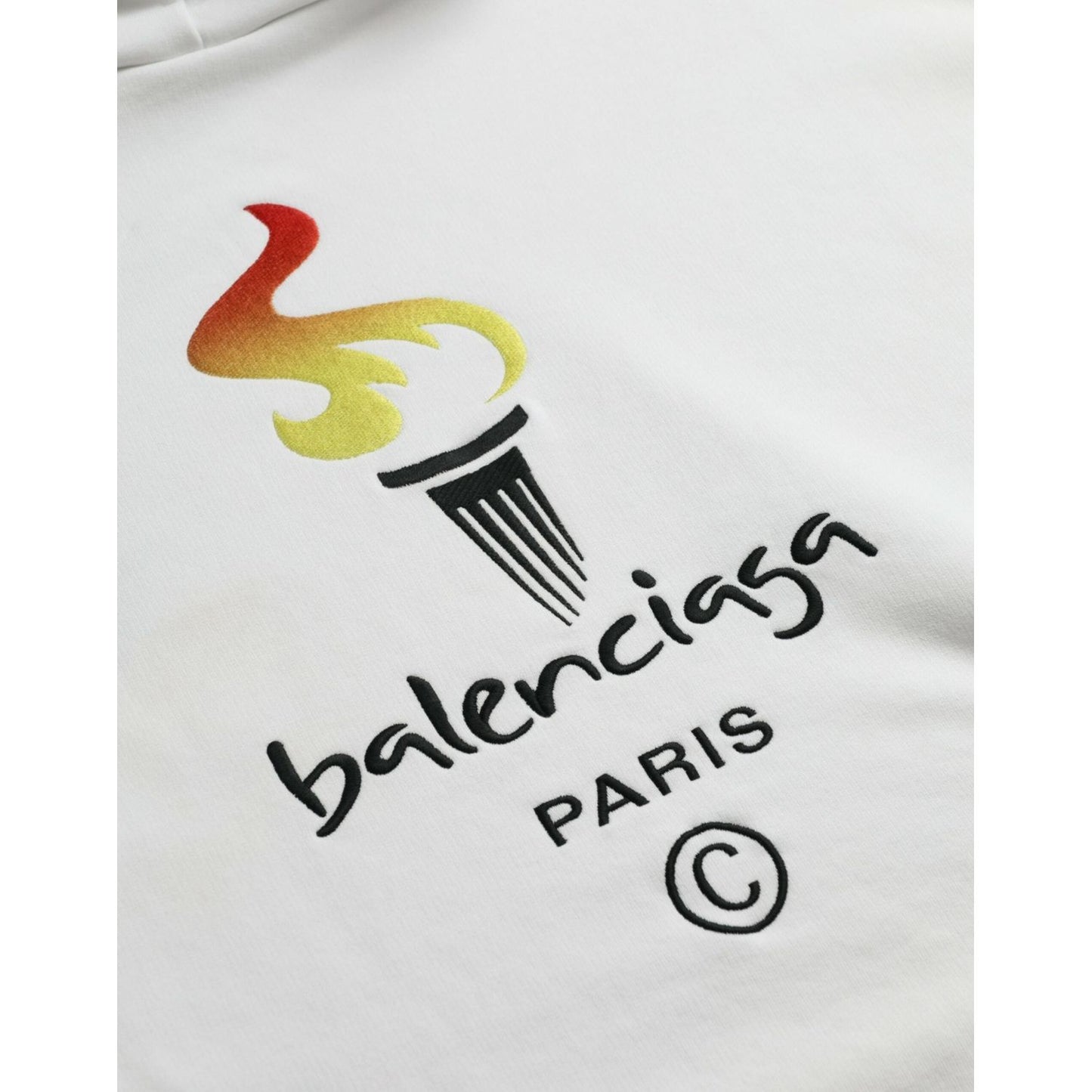 Balenciaga White Cotton Logo Hooded Pullover Sweatshirt Sweater Balenciaga Light Gray