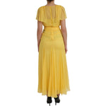 Dolce & Gabbana Yellow Silk Sheath Belted Long Maxi Dress DR281182-40