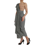 Dolce & Gabbana Gray Beige Layered One Shoulder Maxi Dress DR281185-48